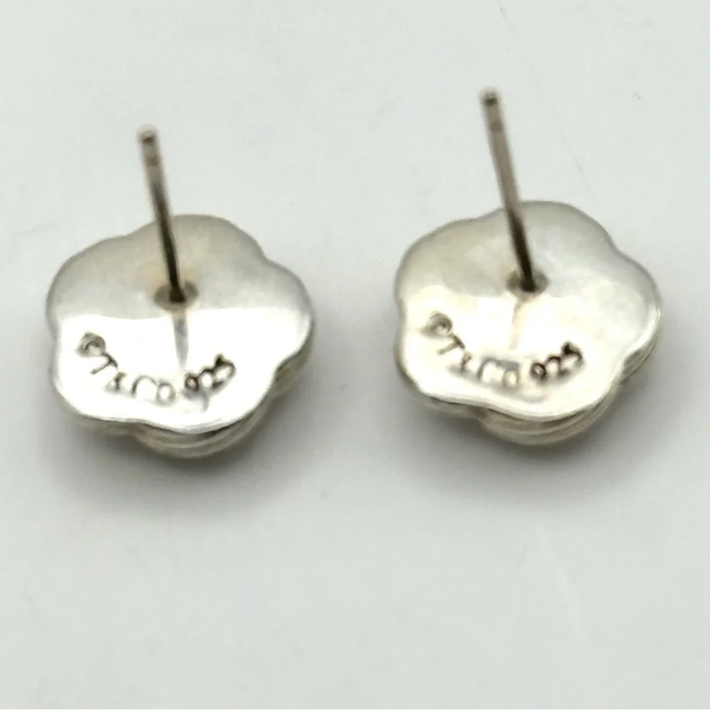 Tiffany & Co Sterling Silver Flower Celtic Weave Knot Stud Earrings - Picture 4 of 7